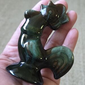 Blue Mountain Pottery Drip Variegated Green Drip Ceramic Rooster Figurine 3.25"